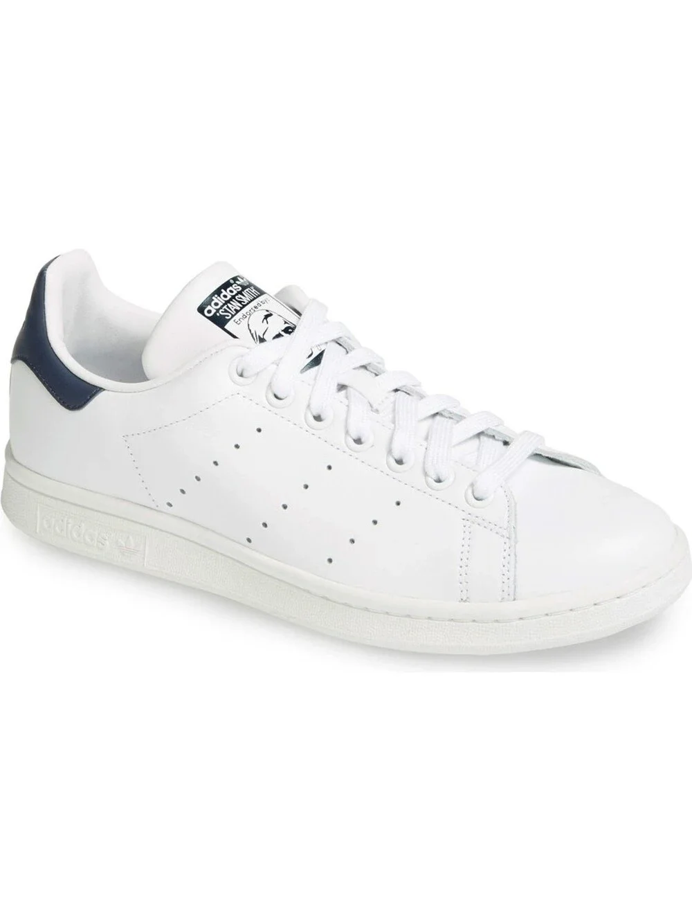 Adidas Stan Smith White Sneakers with Navy Heel